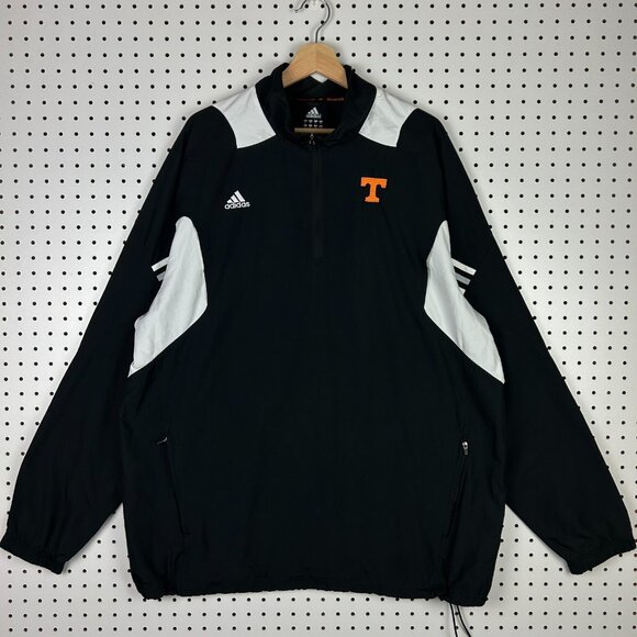 Tennessee Vols Volunteers XL Windbreaker Jacket Adidas Black Orange Quarter Zip - Picture 1 of 6